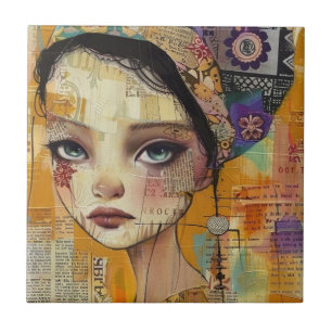 Carreau Visage de collage de scrapbook vintage (4)