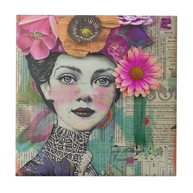 Carreau Visage de collage de scrapbook vintage (5) (Devant)