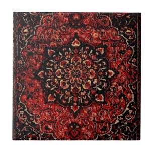 Carreau Visage de tapis persan en champ teinté rose 