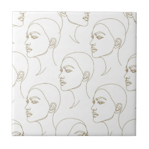 Carreau Visage Féminin Minimaliste Motif Ligne (1)