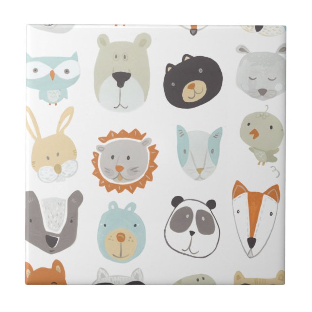 Carreau Visages conviviaux | Portraits d'animaux mignons (Devant)