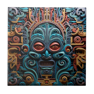 Carreau Vivid Vibrant Tribal 3D style d'art papier motif