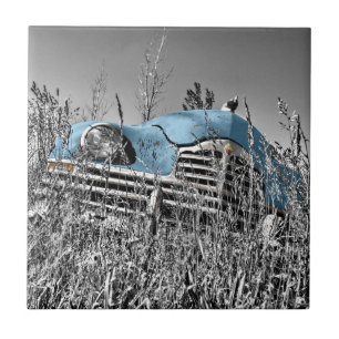 Carreau Voiture bleue vintage