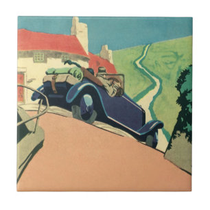 Carreau Voiture convertible vintage voyage dans le pays