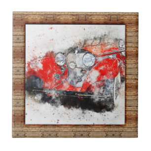 Carreau Voiture d'art Abstrait encadrée en bois