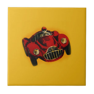 Carreau Voiture de course automobile jaune rouge