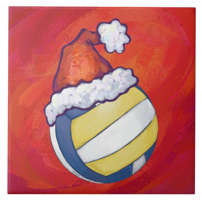 Carreau Volley-ball avec Casquette de Noël (Devant)