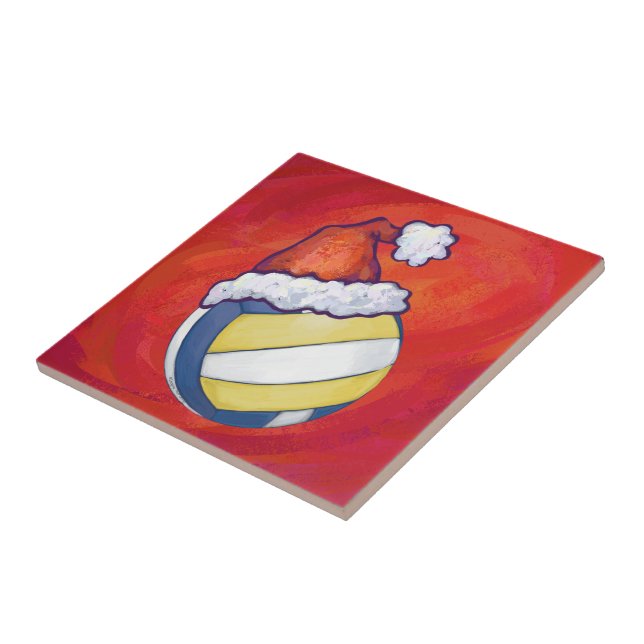 Carreau Volley-ball avec Casquette de Noël (Côté)