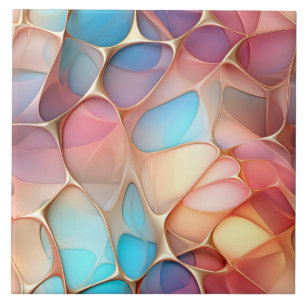 Carreau Voronoi fractal doré avec teinte arc-en-ciel