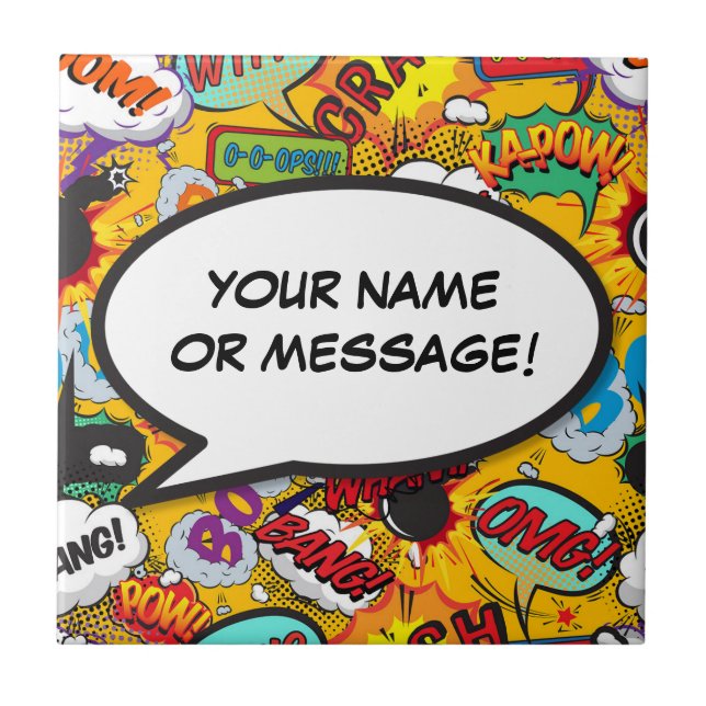 Carreau Votre message Parole Bubble Fun Retro Comic Book (Devant)