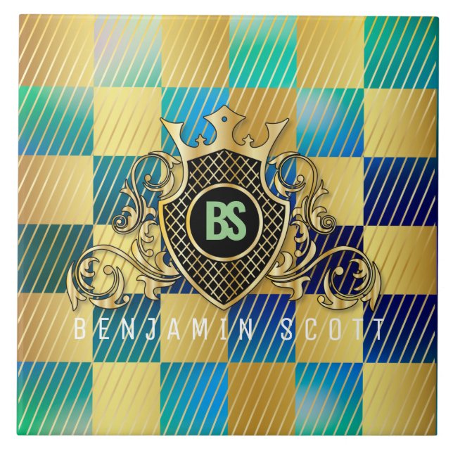 Carreau Votre nom Elegant Gold Monogramme (Devant)