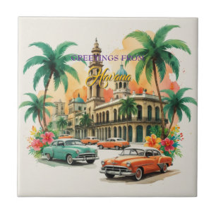 Carreau Voyage Cuba vintage - Salutations de La Havane