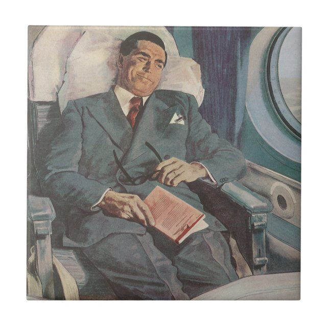 Carreau Voyage d'affaires vintage, lecture sur l'avion (Devant)