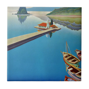Carreau Voyage en Grèce vintage - Île de Corfou