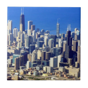 Carreau Vue aérienne de Chicago du centre avec le lac