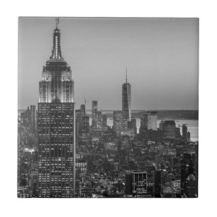 Carreau Vue aérienne en noir et blanc de New York City Nig