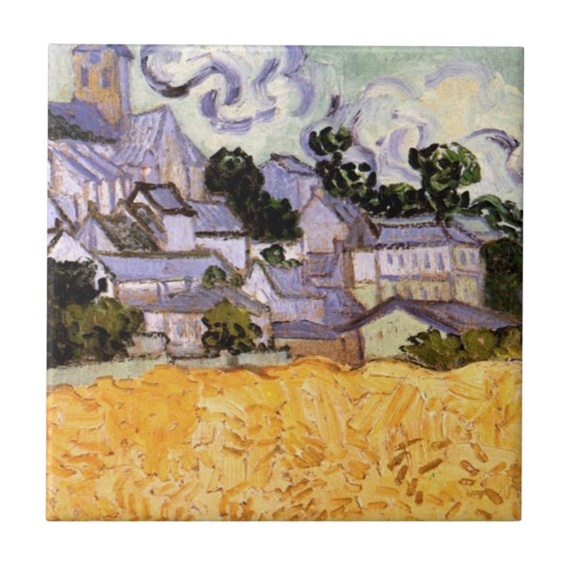 Carreau Vue d'Auvers avec l'église par Vincent van Gogh (Devant)