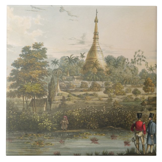 Carreau Vue de la grande pagoda de Dagon à Rangoon de (Devant)