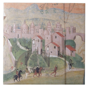 Carreau Vue de la ville de Prato, détail de la