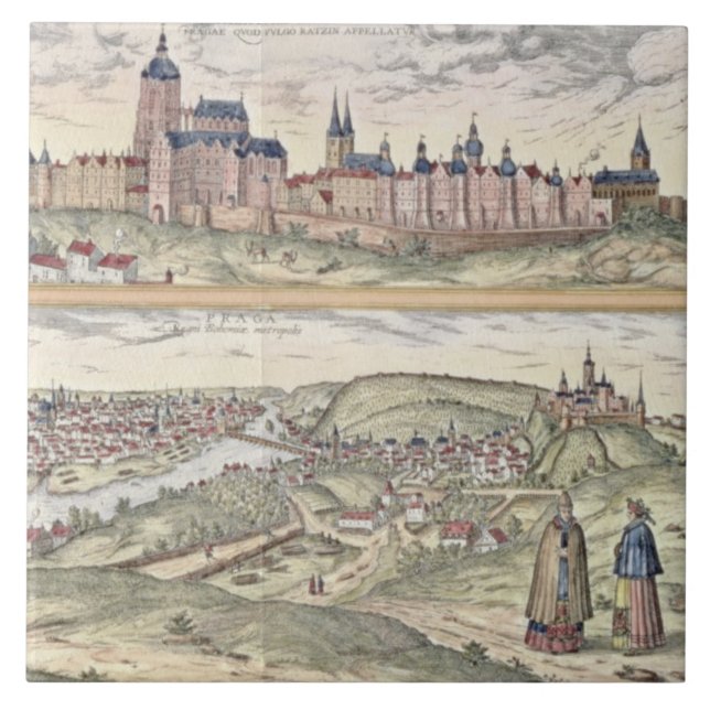 Carreau Vue de l'apparence de Prague (ci-dessus) le palais (Devant)