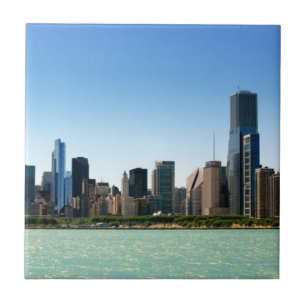 Carreau Vue d'horizon de Chicago par le lac Michigan