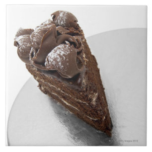 Carreau Vue élevée d'un morceau de gâteau de chocolat