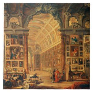 Carreau Vue intérieure de la galerie de Colonna, Rome