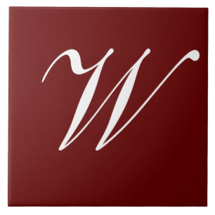 Carreau W Monogramme Blanc initial sur Maroon