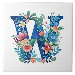 Carreau W monogramme floral orné