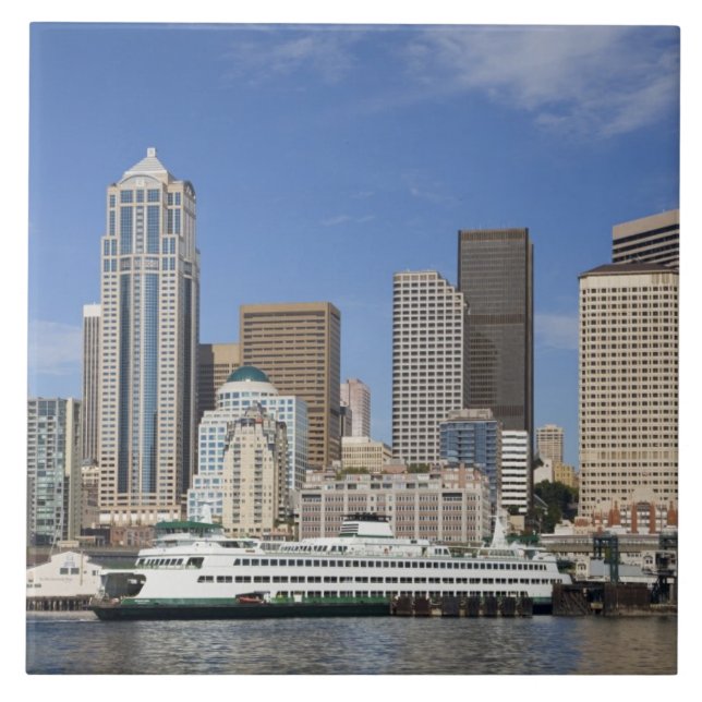 Carreau WA, Seattle, Seattle, skyline avec ferry boat (Devant)