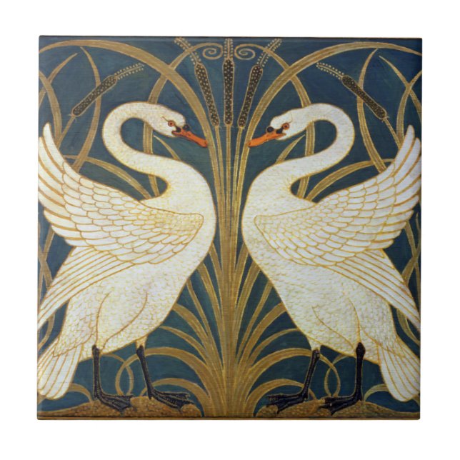 Carreau Walter Crane - Swan, Rush Et Iris Art Nouveau (Devant)