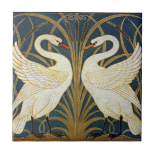 Carreau Walter Crane Vintage Cygne et Iris Art nouveau