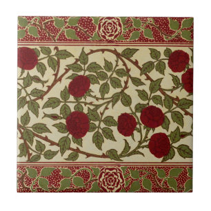 Carreau Walter Crane Vintage Rosamund Rouge Rose Florale A