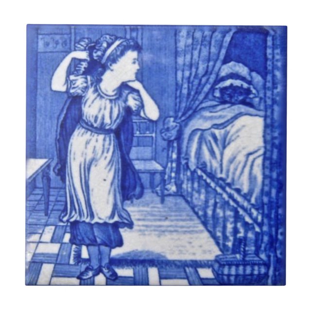 Carreau Wedgwood 1880 Carapace rouge et carrelage bleu Wol (Devant)