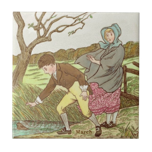 Carreau Wedgwood March Winds Polychrome c1885 Repro (Devant)