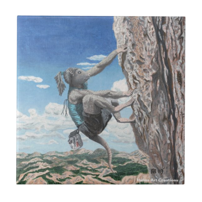 Carreau Wererat Girl Rock Climber Imaginaire Art Carrelage (Devant)