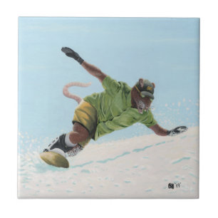 Carreau Wererat Snowboarder Imaginaire Art Carrelage en cé
