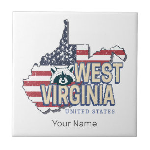 Carreau West Virginia États-Unis Carte Retro Vintage USA
