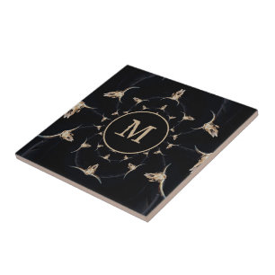 Carreau Western Rustic Taureau Cowboy Pays Monogramme
