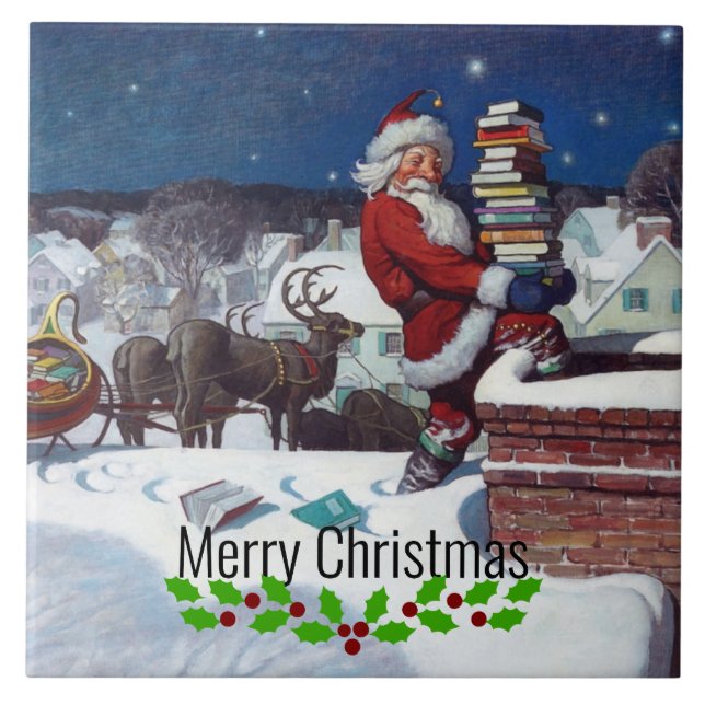 Carreau Weyeth - Père Noël livre des livres pour Noël (Devant)
