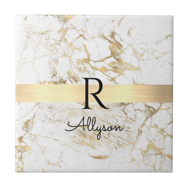 Carreau Wh & Gold Marble Gold Bar, do-it-yourself Nom Noir (Devant)