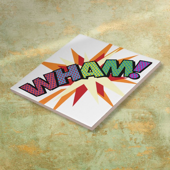Carreau WHAM Fun Retro Comic Book Pop Art (WHAM Fun Retro Comic Book Pop Art Tile)