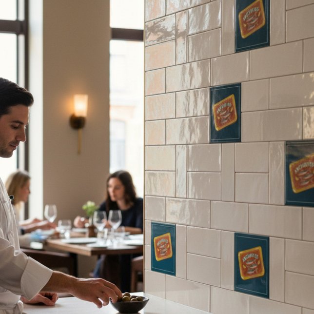 Carreau Whimsical Fish Can Anchovies Kitchen Decor  (Créateur téléchargé)