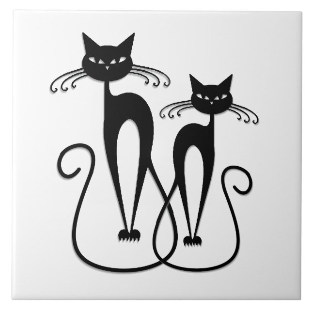 Carreau Whimsical Skinny Chats Noirs (Devant)