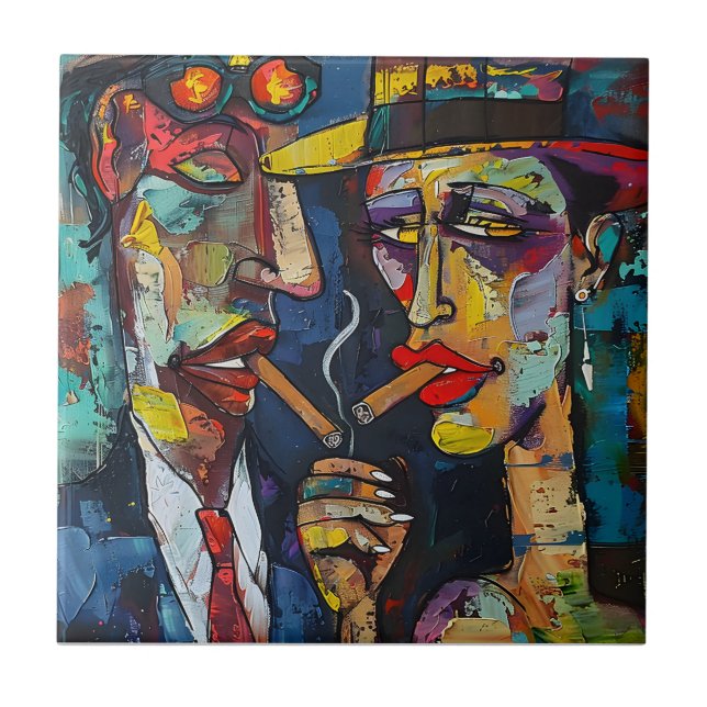 Carreau Whiskey Whispers - Femme Fatale et Amant (Devant)