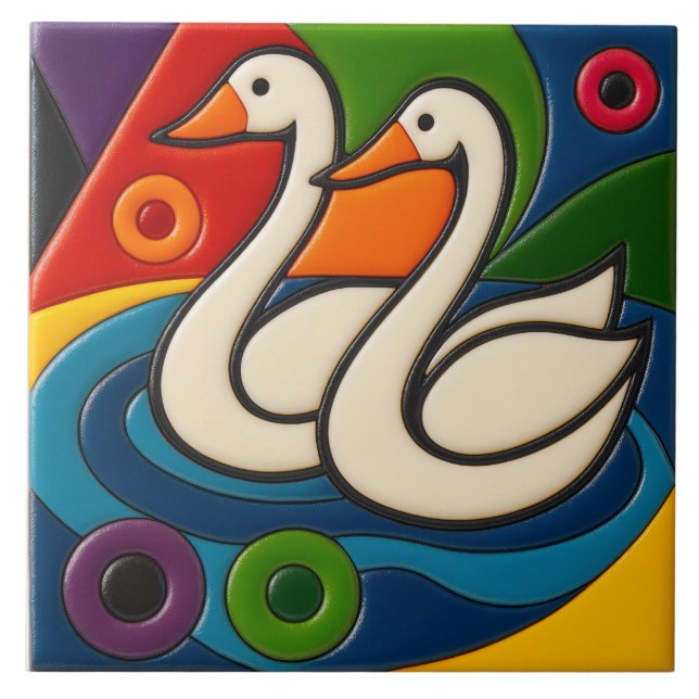 Carreau White Geese Tile (Devant)