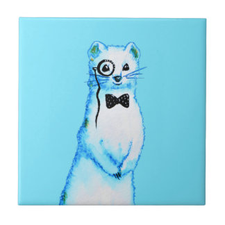 Carreau White Stoat Ermine Cute Ferret Lover Art