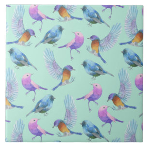 Carreau Wild Exotic Birds Colorful Watercolor