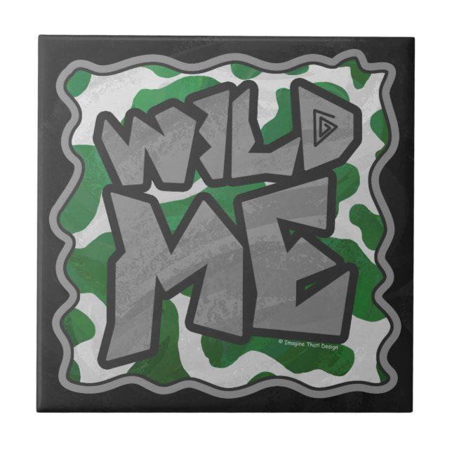 Carreau Wild Me Vache Vert et blanc Imprimer (Devant)