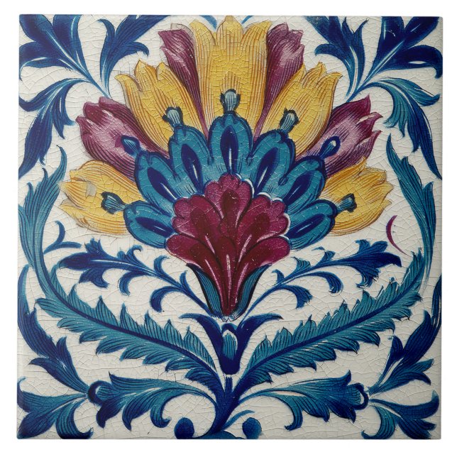 Carreau William De Morgan Fleur orientale (Devant)